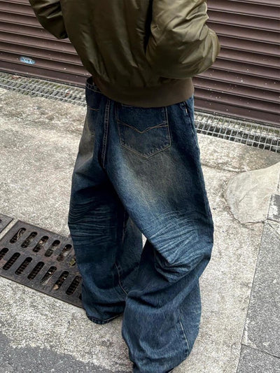 Jeans Vintage Desgastado de Pierna Ancha Estilo Retro Americano - Image 6