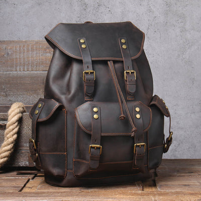 Mochila de Cuero Genuino Estilo Retro con Gran Capacidad para Hombre - Image 10