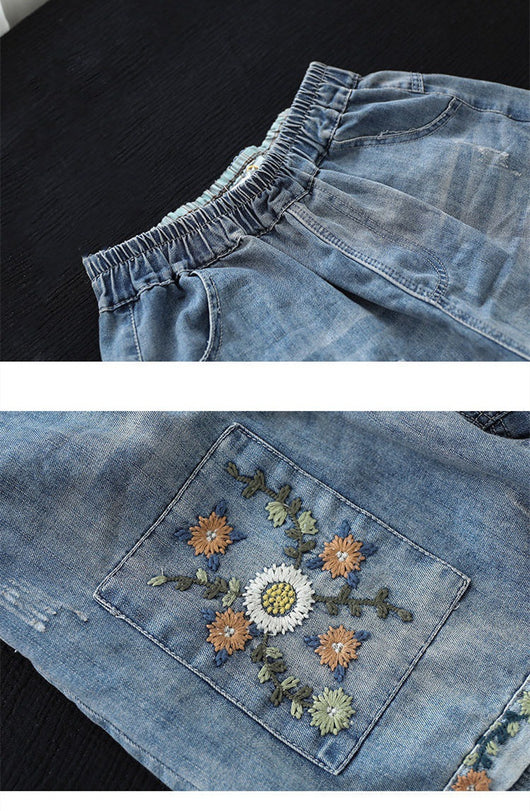 Shorts de Mezclilla Talle Alto Rotos Estilo Vintage para Mujer - Image 7