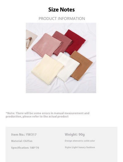 Pañuelo de Seda Chiffon Transpirable Efecto Anti-Arrugas Colores Lisos - Image 25