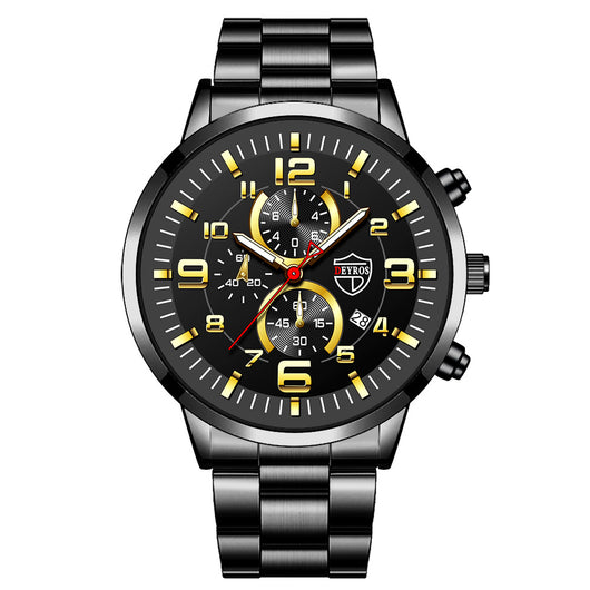 Reloj para Hombre con Esfera Dorada Grande, Calendario Luminoso y Correa de Acero - Image 14