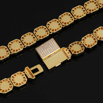 Cadena Hip Hop Cuadrada de Piedra de Caramelo - Collar y Pulsera - Image 90