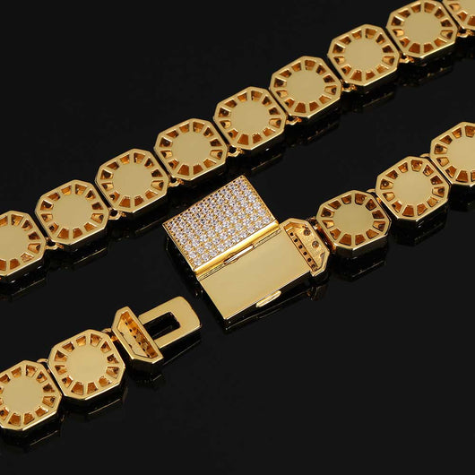 Cadena Hip Hop Cuadrada de Piedra de Caramelo - Collar y Pulsera - Image 90