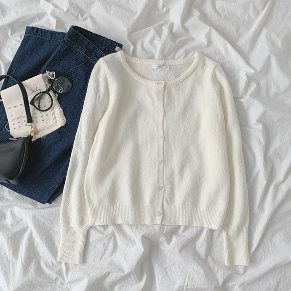 Cardigan Básico de Punto para Mujer - Estilo Relajado Primavera