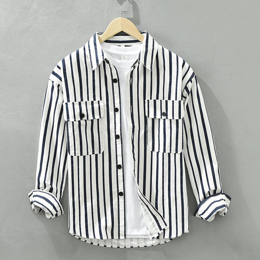 Camisa Suelta a Rayas Remodelada para Hombre Joven - Image 6