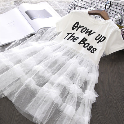 Vestido Niña Estilo Pastel con Malla y Detalles en Letras - Image 5