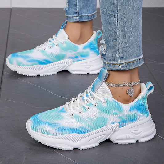 Tenis Casuales Floreados Talla Grande con Cordones