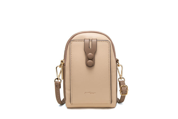 Bolso Bandolera Vertical Compacto para Celular con Cierre de Cremallera