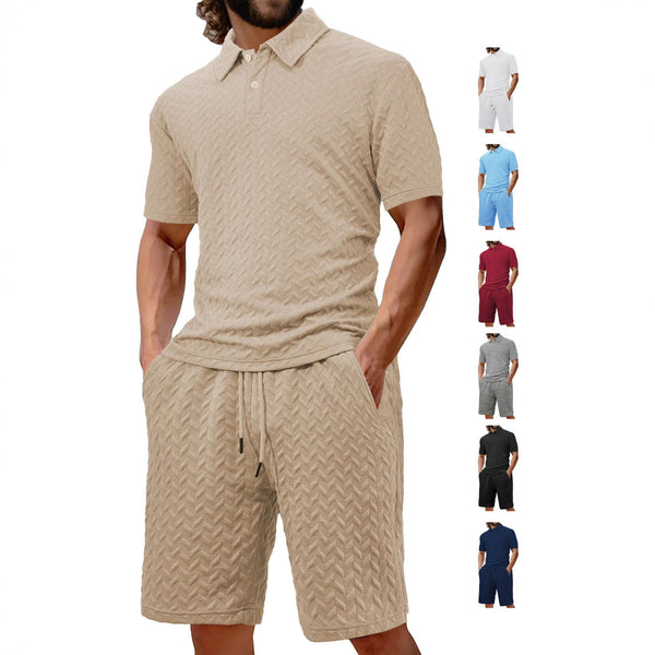 Camisa Casual de Manga Corta con Solapa para Hombre - Conjunto Versátil de Verano