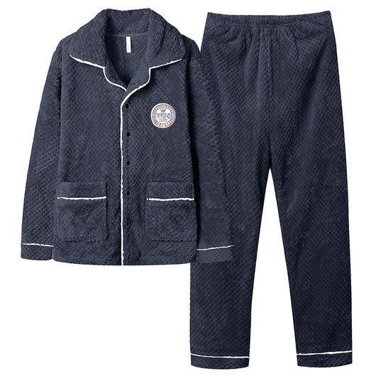 Cardigan Pijama de Forro Polar para Hombre - Abrigo Cálido Coral - Image 11