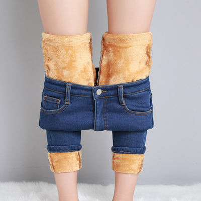 Jeans Cintura Alta Gris Ahumado con Acolchado de Terciopelo - Image 3