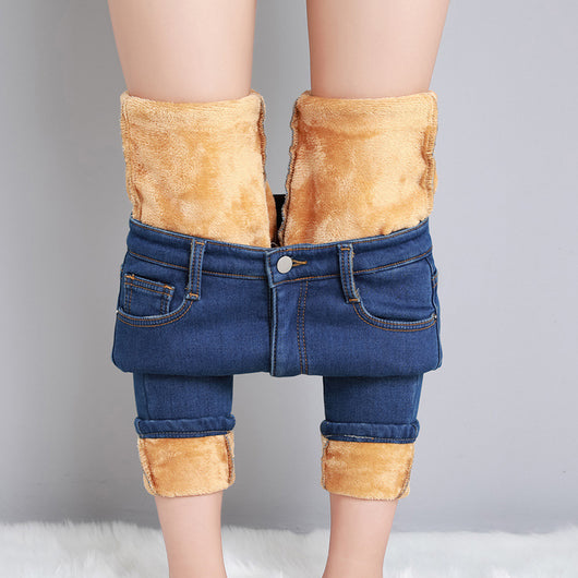 Jeans Cintura Alta Gris Ahumado con Acolchado de Terciopelo - Image 3