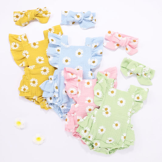 Body Floral Sweet Daisy con Mangas Volantes y Moño
