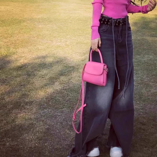 Pantalones Vaqueros Retro Sueltos de Pierna Ancha para Mujer