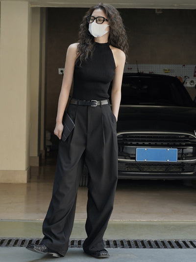 Pantalón Casual Holgado de Cintura Alta con Textura para Mujer - Image 31