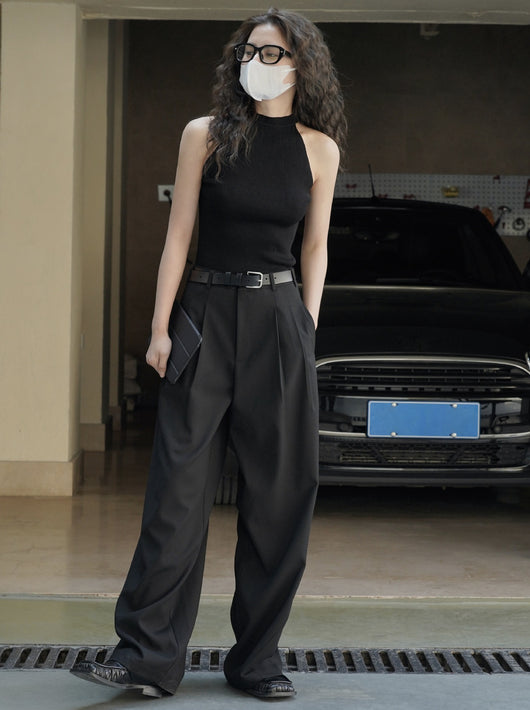 Pantalón Casual Holgado de Cintura Alta con Textura para Mujer - Image 31