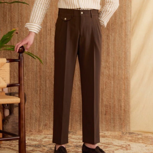 Pantalón Recto Cintura Alta Estilo Italiano