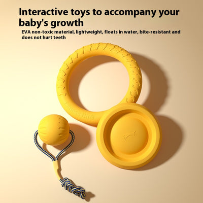 Yellow 7cm solid EVA dog toy ball with textured surface and dog silhouette graphic. - Image 16