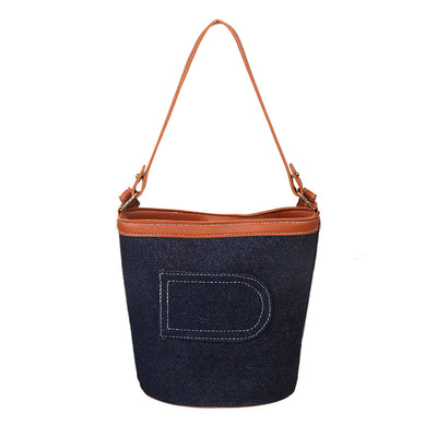 Bolsa Bucket de Denim con Costuras Reforzadas - Gran Capacidad Portátil - Image 12
