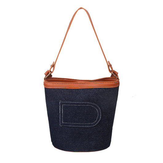 Bolsa Bucket de Denim con Costuras Reforzadas - Gran Capacidad Portátil - Image 12