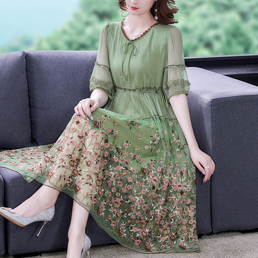 Vestido de Seda Pesada Hangzhou Verano - Elegancia Premium para Mujer - Image 9