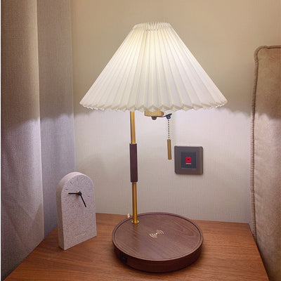 Lámpara de Carga Inalámbrica Nórdica de Lujo Vintage con Madera Maciza - Image 3
