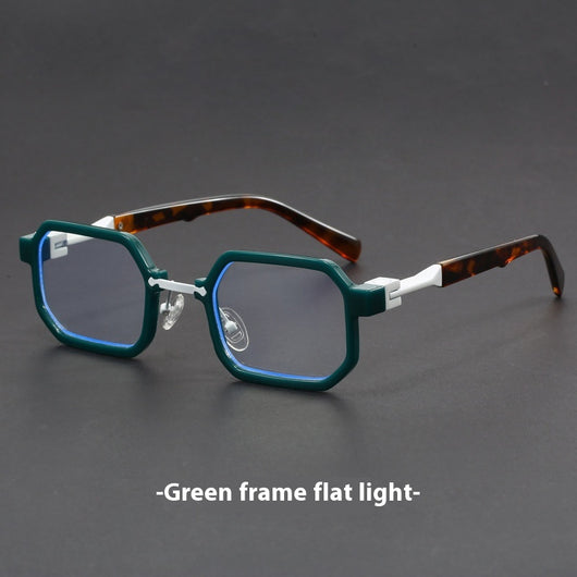 Retro polygon sunglasses for women with a leopard print frame and blue-tinted lenses. - Image 11