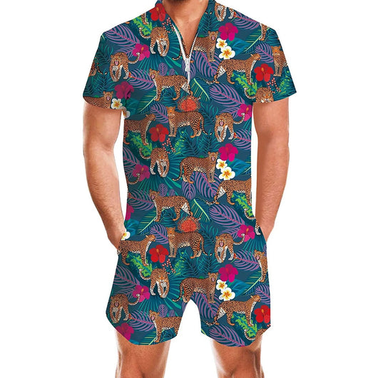 Enterizo Hawaiano: Camisa y Shorts en Una Pieza