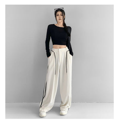 Pantalones Anchos de Talle Alto en Tono Damasco para Mujer - Image 6