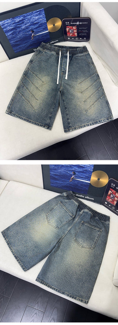Shorts Denim Lavado con Efecto Arrugado para Hombre - Image 9
