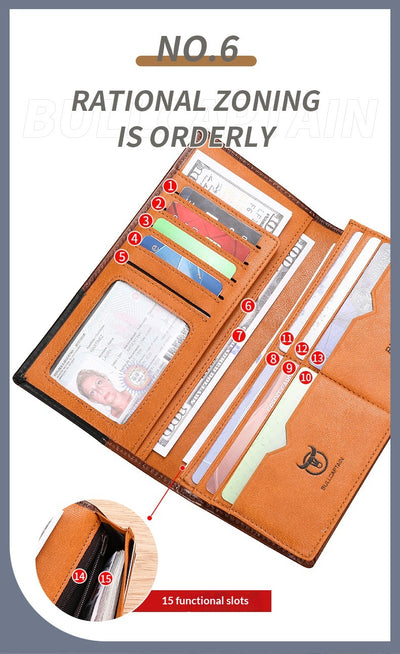 Billetera Bifold de Cuero Engrasado Premium para Hombre - Capacidad Grande - Image 14
