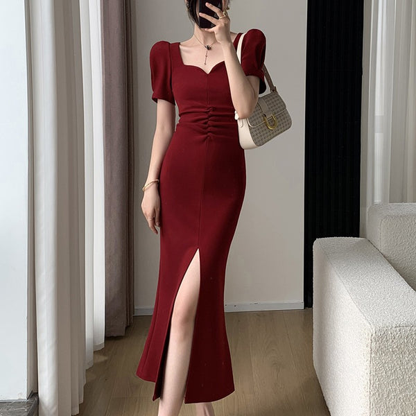 Vestido de Compromiso Estilo Vintage Hepburn en Tono Beige