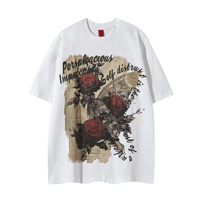 Camiseta Estampada con Flores de Rosa