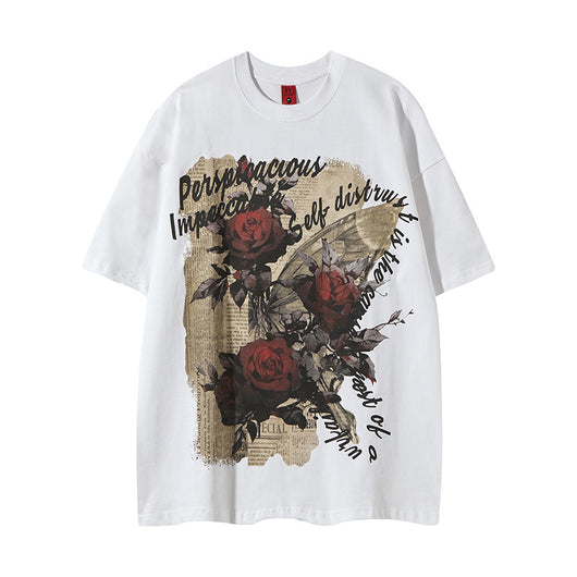 Camiseta Estampada con Flores de Rosa