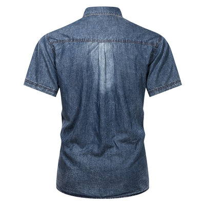 Camisa Denim Casual de Manga Corta para Hombre Talla Grande - Image 2