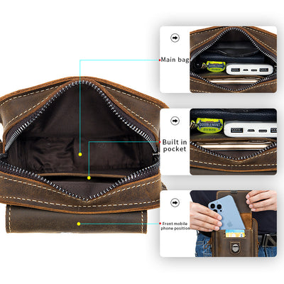 Bolsa Mensajera de Cuero con Cinturón Multifuncional para Hombre - Image 17