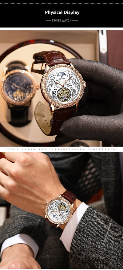 Reloj Mecánico Hombre Resistente al Agua con Diseño Calado - Image 7