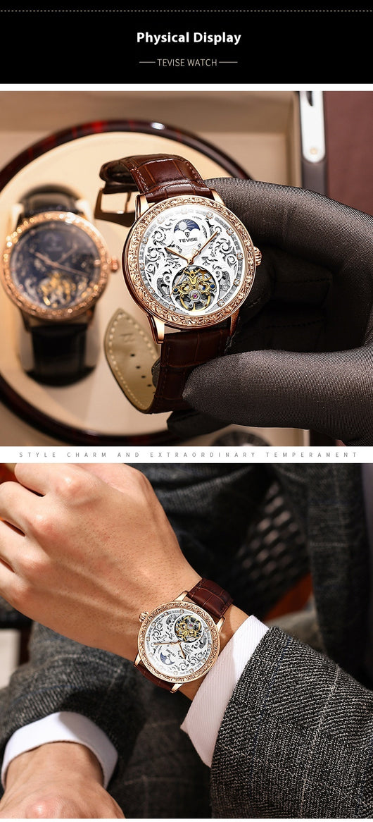 Reloj Mecánico Hombre Resistente al Agua con Diseño Calado - Image 7