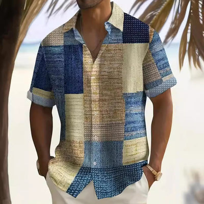 Camisa Estampada para Hombre con Cuello Solapa de Manga Corta - Image 3