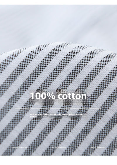 Camisa Manga Larga a Rayas Verticales para Hombre - Algodón Suelto y Cómodo - Image 18