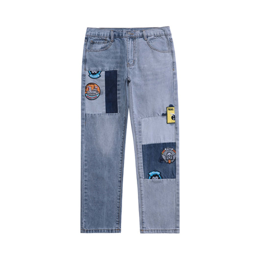 Jeans Guochao con Bordado de Patrón Callejero para Hombre - Image 16