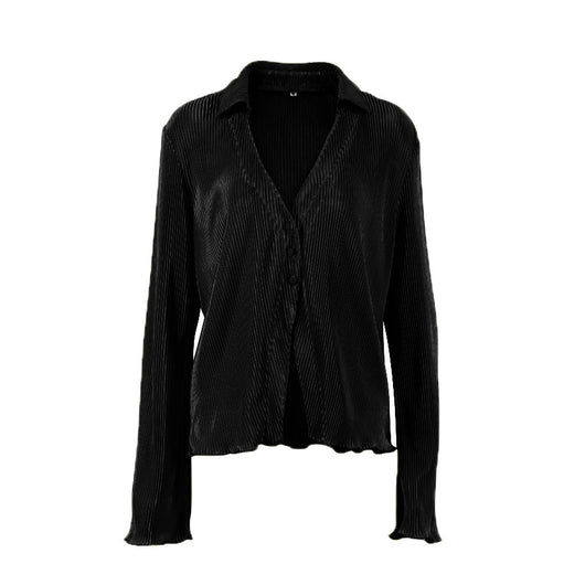 Blusa Retro con Pliegues Manga Larga para Mujer Primavera - Image 4