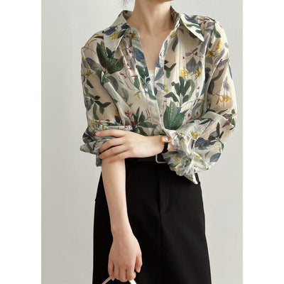 Camisa Suelta con Solapa Estampada - Transpirable para Primavera y Verano - Image 13