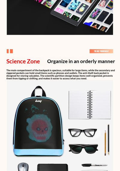 Mochila Inteligente LED Impermeable con Pantalla Luminosa - Image 16