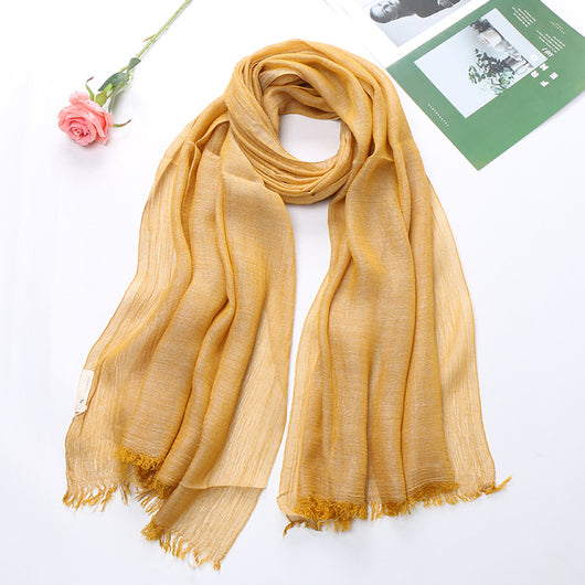 Pañuelo Tie-dye de Algodón y Lino para Mujer - Diseño Plisado Transpirable - Image 5