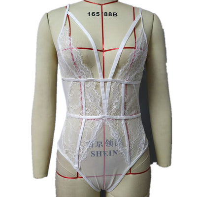 Lencería Sensual de Encaje Transparente - Diseño Moderno de Una Pieza - Image 6