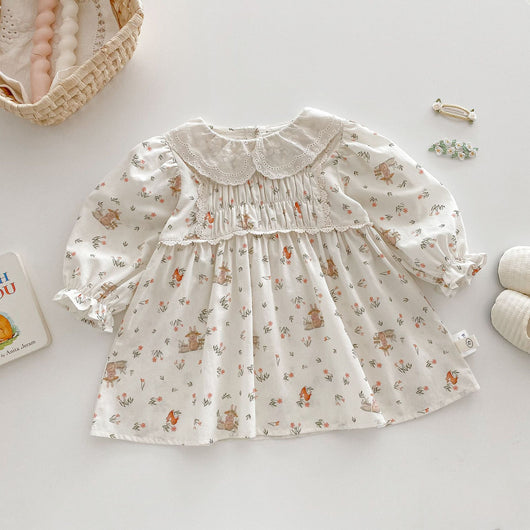 Vestido Princesa Floral Estilo Coreano con Conejo para Bebé - Image 9