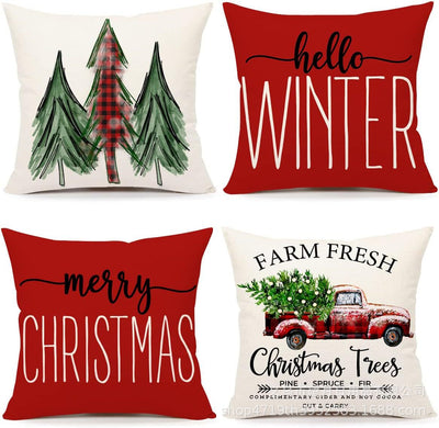 Set de 4 Fundas de Cojines Navideños Muñeco de Nieve y Reno 18x18 Pulgadas - Image 23