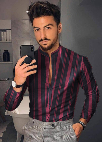 Camisa Casual de Manga Larga con Estampado Floral para Hombre
