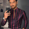 Camisa Casual Masculina de Manga Longa com Estampa Floral